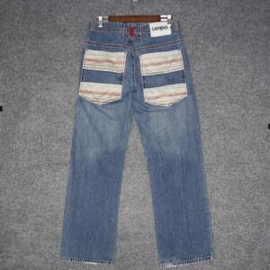 Campus‎ Jeans Mens Size 32 Blue Denim Embroidered Baggy Y2K Skater Grunge